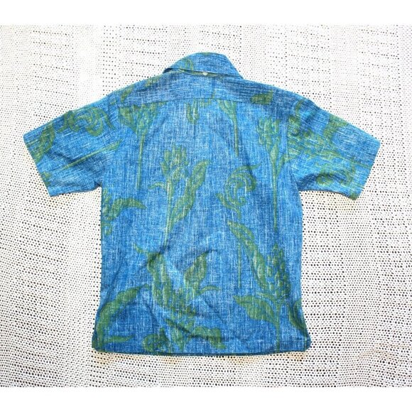 Reyn Spooner kids shirt Size Small Short sleeve Blue & Green Hawaiian Buttons US - Picture 2 of 5